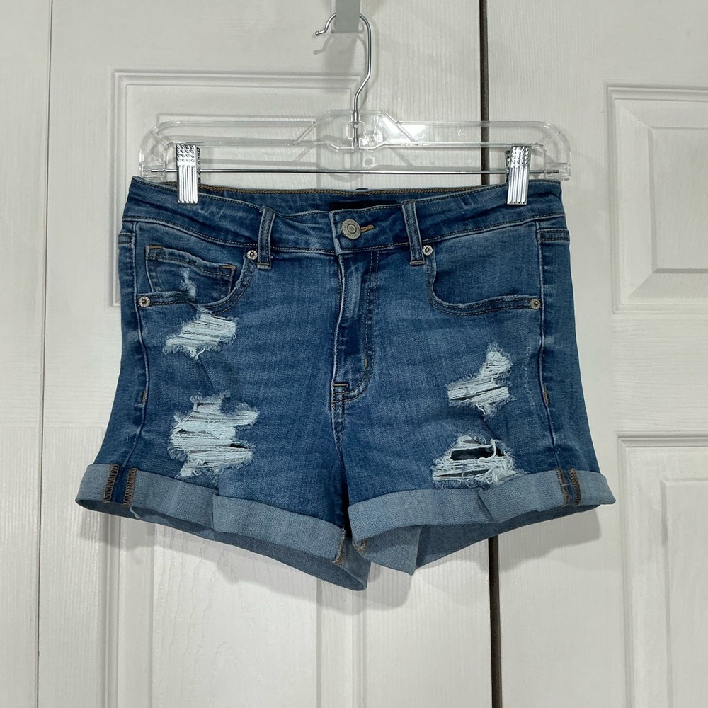 🩷 Aeropostale High Rise Midi Blue Distressed Denim Jeans - Size 6